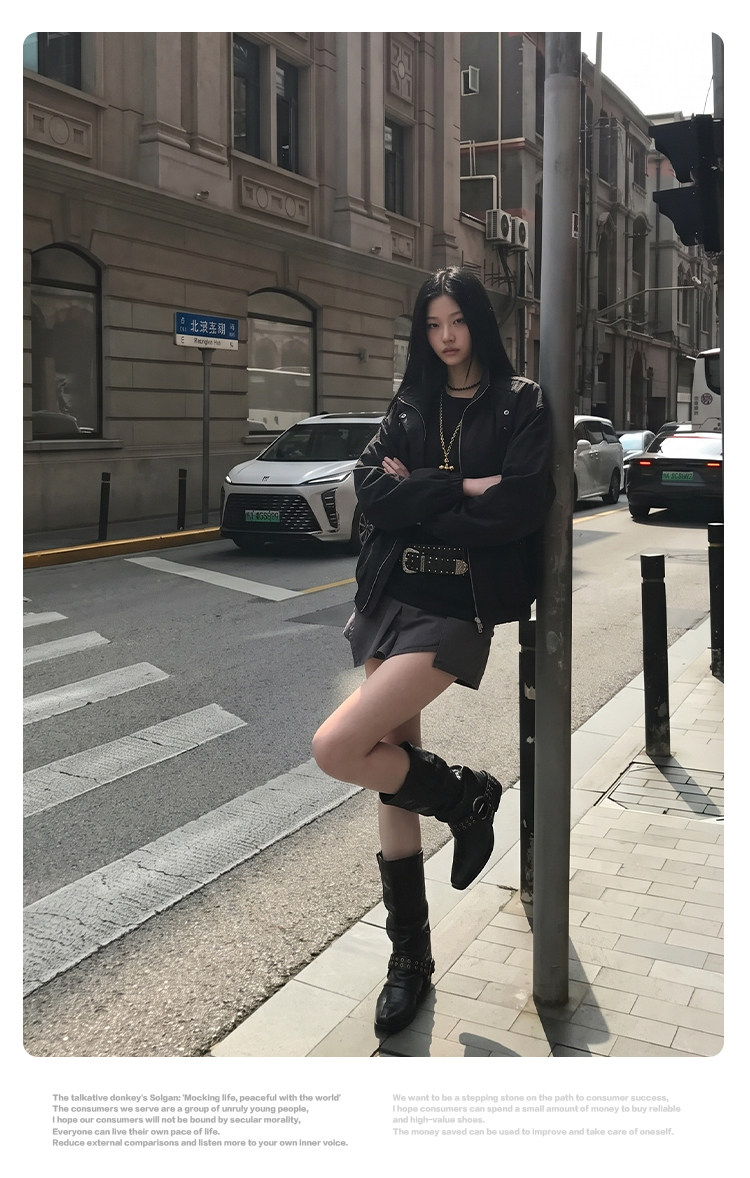 Mule Donkey Studded Pointed-Toe Mid-Calf Boots