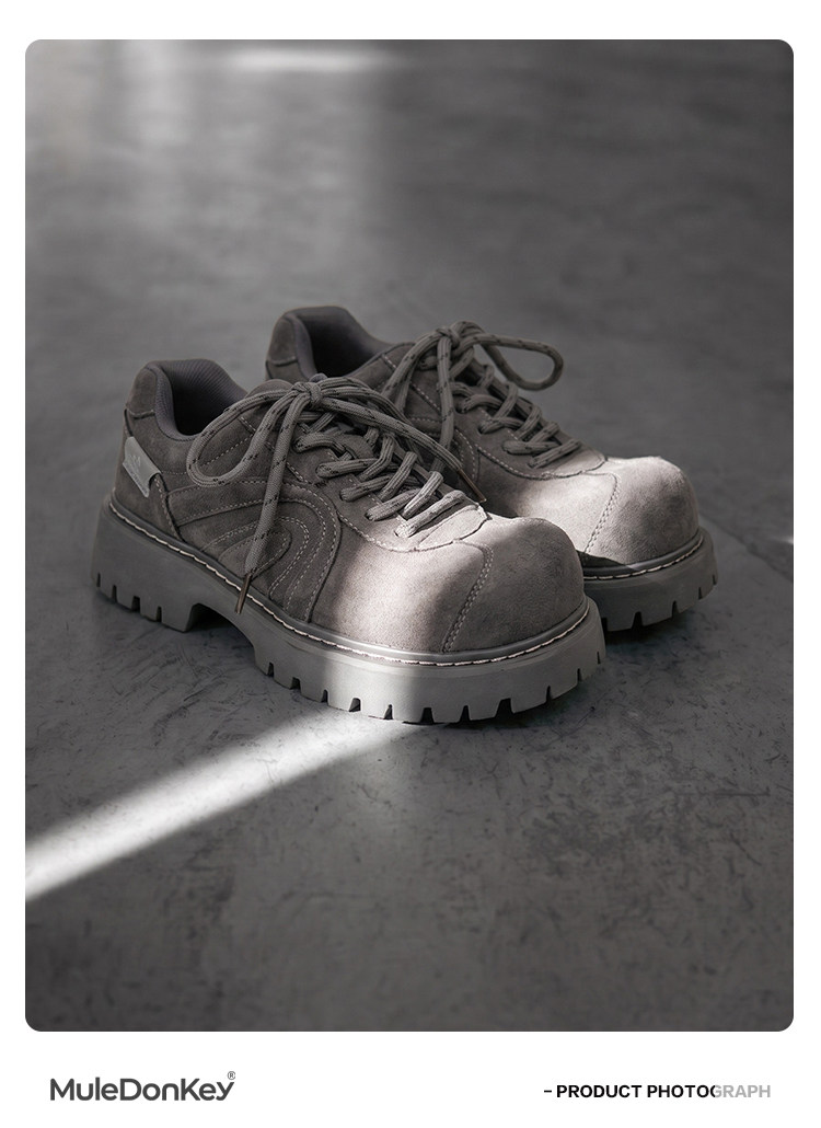Mule Donkey Gray Suede Platform Derby