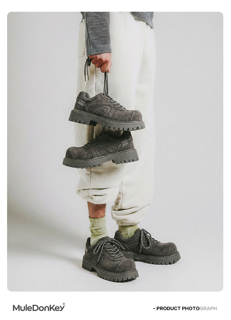 Mule Donkey Gray Suede Platform Derby