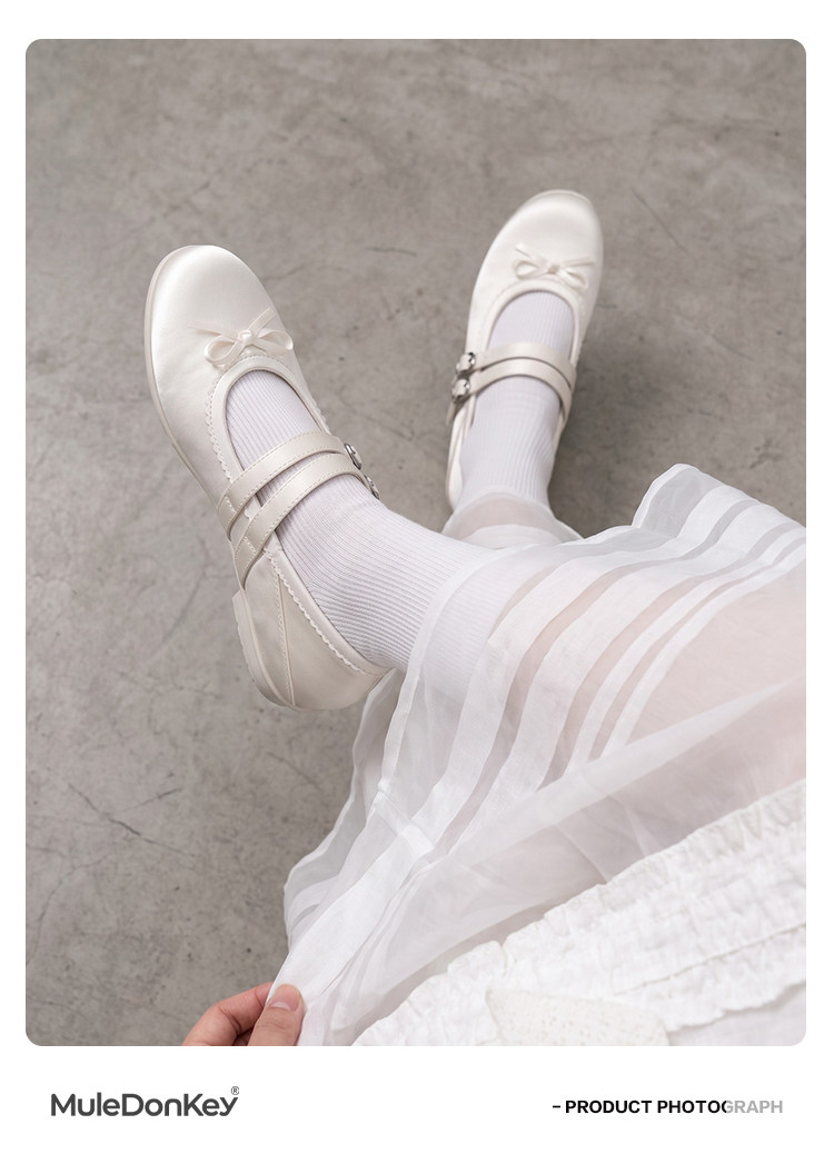 Mule Donkey Bow Strap Mary Jane Ballet Flat