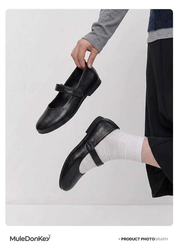 Mule Donkey Round-Toe Ruched Ballet Mary Jane
