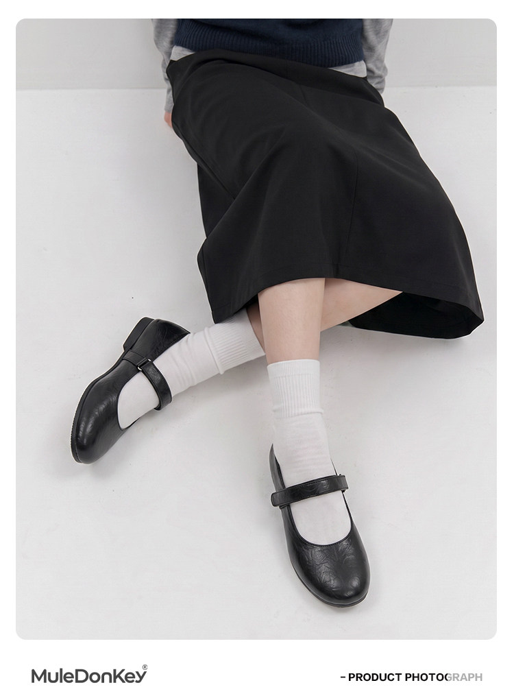 Mule Donkey Round-Toe Ruched Ballet Mary Jane