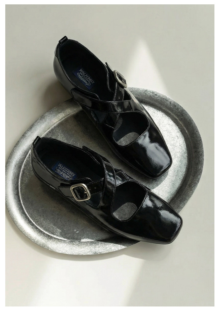Mule Donkey Patent Leather Square-Toe Mary Jane