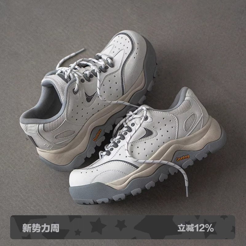 Donkey Thick-Soled Hiking Shoes for Men, Summer Height-Increasing Breathable Dad Shoes, White Versatile Sneakers for Women