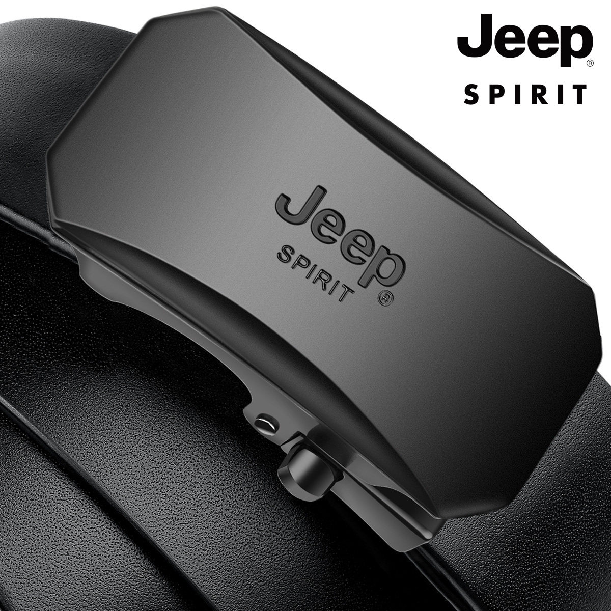 Jeep Men's Genuine Leather Belt, Trendy Business Casual Top-Layer Cowhide Automatic Buckle Belt for Young Men
