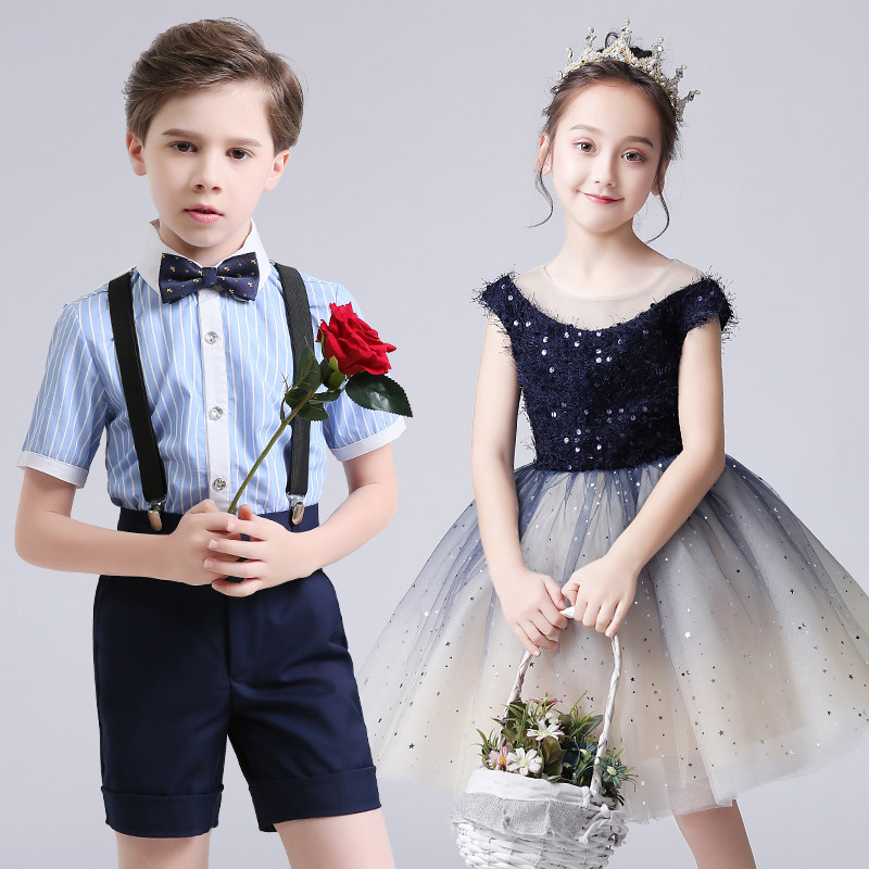 61 children's choral suit for primary and middle school students performing clothing for girls cheerleader and fluffy skirt boy suit