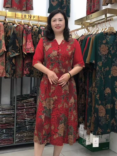 Летнее платье с коротким рукавом, элегантная юбка, для среднего возраста, в западном стиле, коллекция 2023