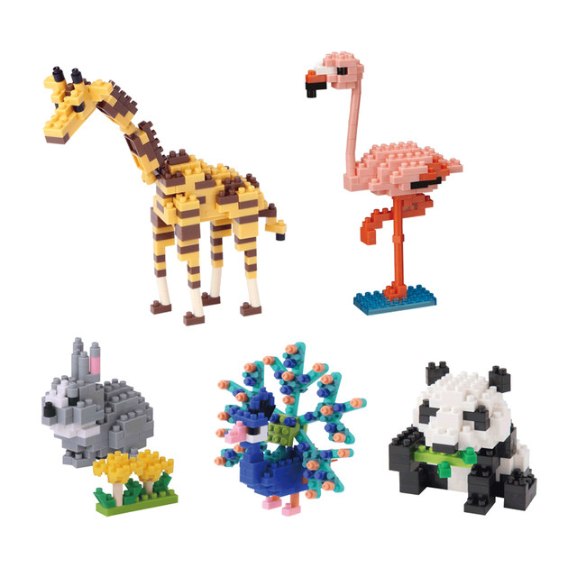 nanoblock Japanese small particle building blocks micro diamond flamingo giant panda assembly toys adult gifts
