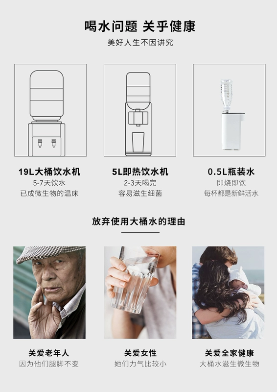 Jimi ngay lập tức nước nóng máy tính để bàn nhỏ nhà nhỏ máy tính để bàn túi du lịch điện cầm tay ấm đun nước - ấm đun nước điện ấm nấu nước