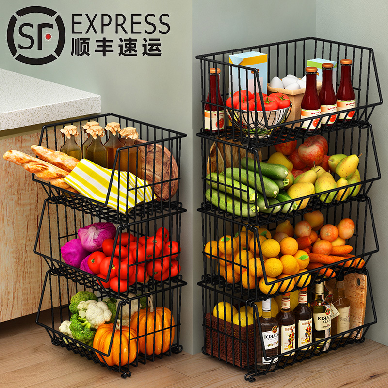 Kitchen Vegetable Shelve Vegetable basket Multi-floor Fruit fruits and vegetables Fruits Fruits and fruits Fruits Fruits and vegetables Vegetable Racks for use in the home