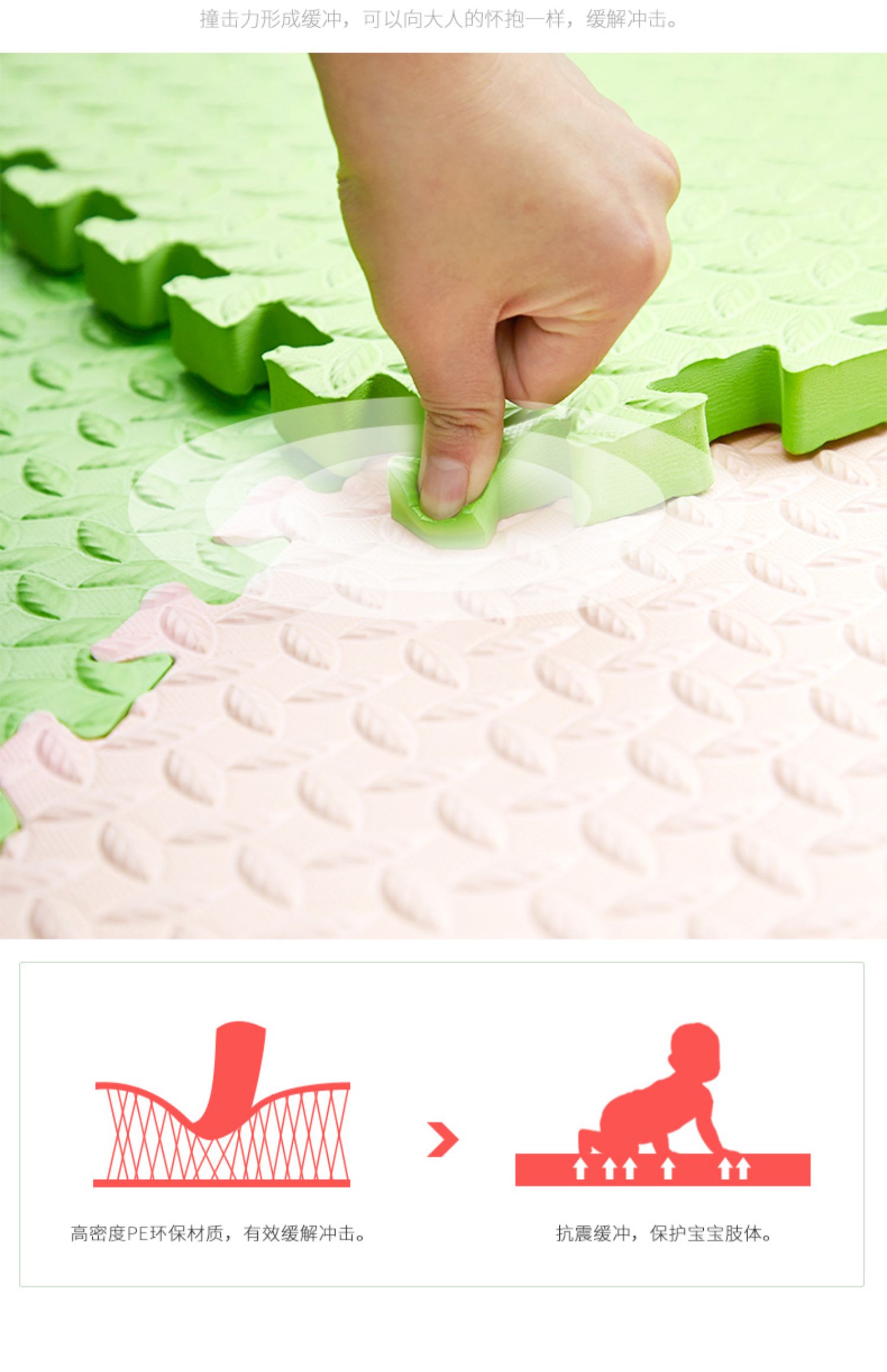 Mingde lớn xốp mat mat hai mặt lá mẫu trẻ em bò mat khâu phòng ngủ dày 2,5cm - Thảm sàn thảm lau chân