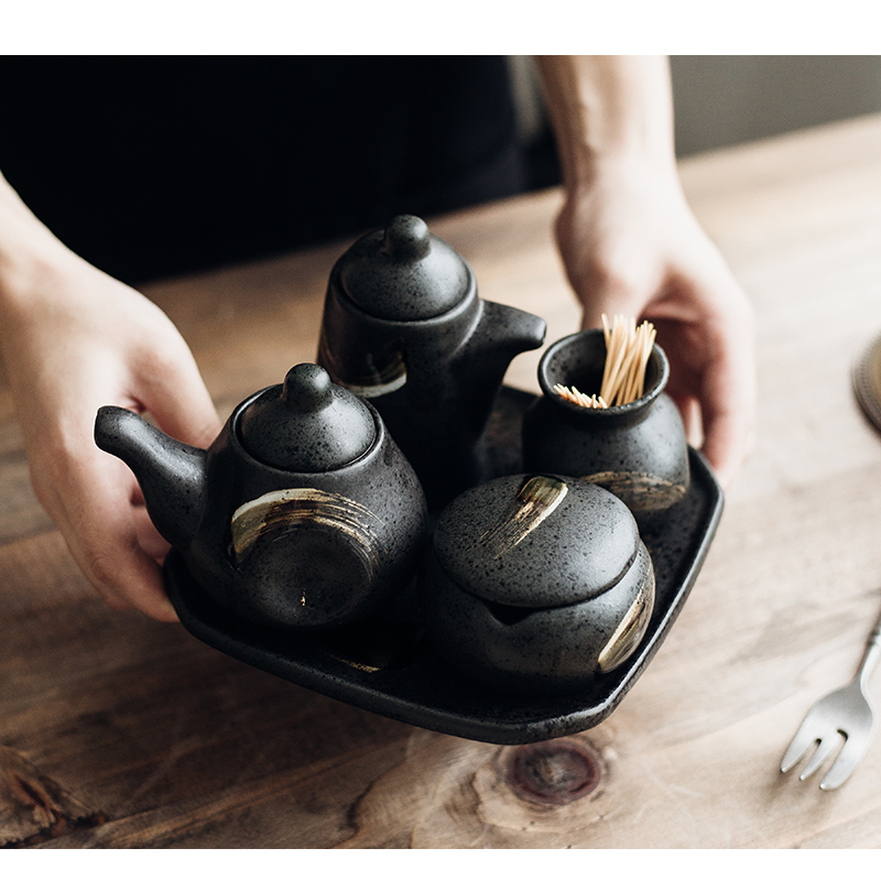 Tao soft ceramic creative ltd. flavor pot Nordic restaurant kitchen, cooking seasoning sauce vinegar jar combined packages