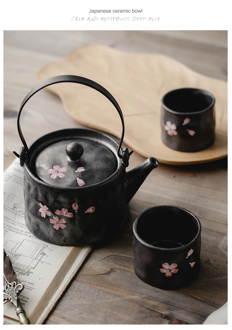 Tao soft Japanese tea set household creative hand - made under glaze color porcelain teapot teacup and wind afternoon small girder pot