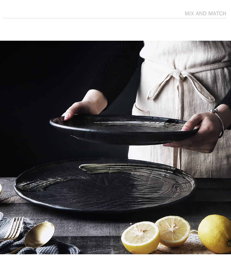 Tao soft extra large ceramic plate hotel hotel special seafood dish platter large sushi plate of Japanese round plate