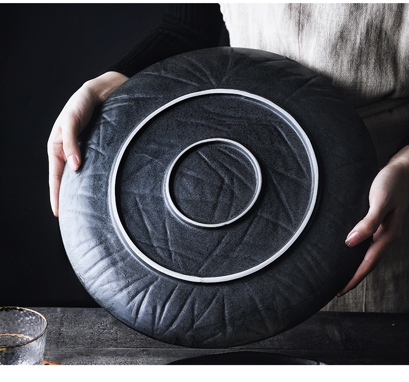Tao soft extra large ceramic plate hotel hotel special seafood dish platter large sushi plate of Japanese round plate