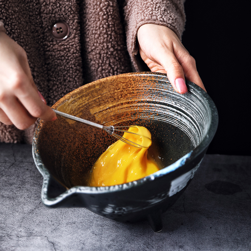 Tao soft Japanese mixing bowl bowl of milk mix rainbow such as bowl three feet retro move characteristics tableware creative bigger sizes large soup bowl