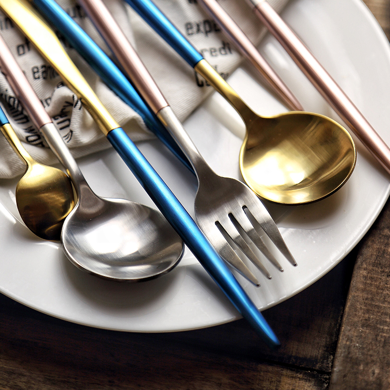 Tao soft creative stainless steel knife and fork spoon, western - style food tableware household small coffee spoon ladle steak knife and fork spoon ladles