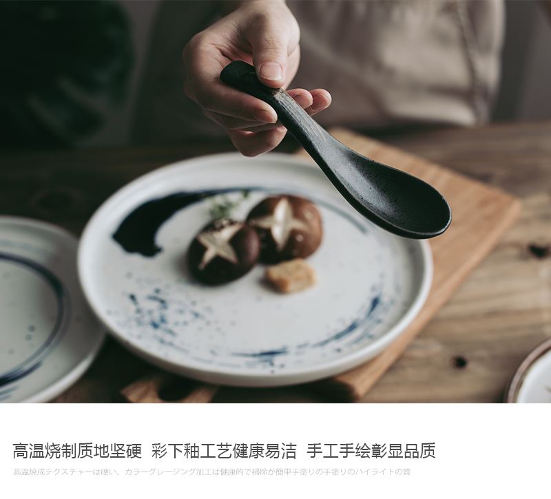 Ceramic color soft hand Japanese small household spoons retro Ceramic spoon ladle soup spoon, dessert run out to restaurants