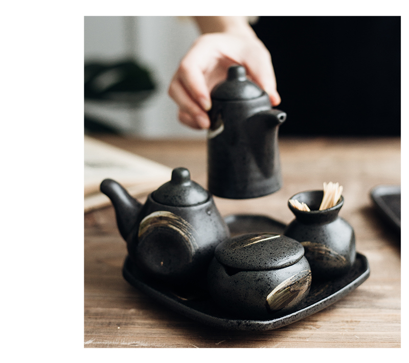 Tao soft ceramic creative ltd. flavor pot Nordic restaurant kitchen, cooking seasoning sauce vinegar jar combined packages