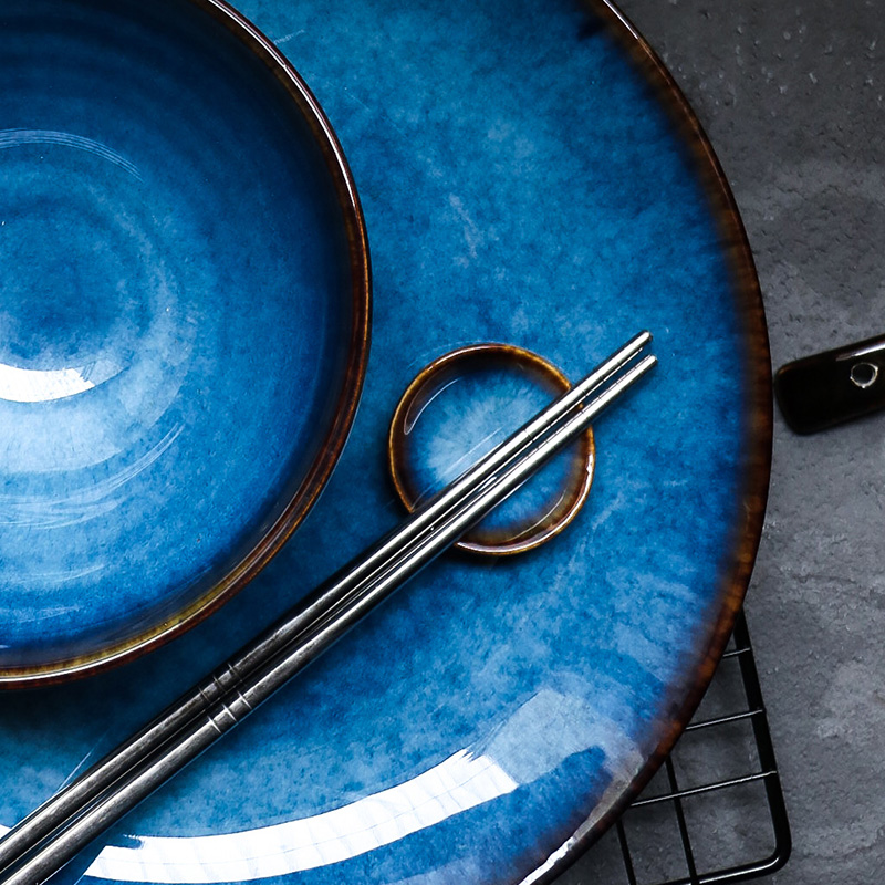Tao is soft the cat 's eye blue plane irregular multifunctional restaurant decoration decoration chopsticks tableware mustard mini disc