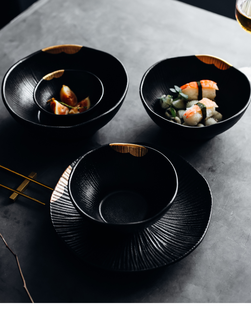 Tao soft Nordic fuels the irregular meal bowl of rice bowls of pottery and porcelain tableware soup can grind arenaceous black rainbow such as bowl restaurant dishes