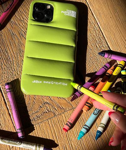 Green — The Puffer Urban Sophistication Puffy Down Jacket 14, 13, 12 iPhone Case