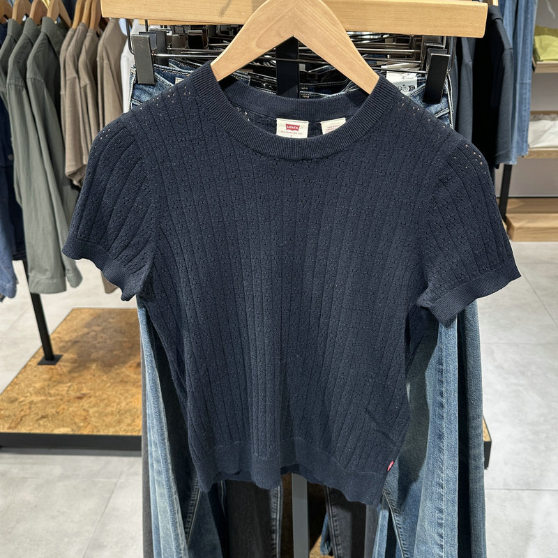 Levis Women's 2026 Summer Versatile Hollow Knit Sweater Round Neck Short Sleeve 008R2-0001 Levis Women's 2026 Summer Versatile Hollow Knit Sweater Round Neck Short Sleeve 008R2-0001