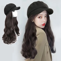 Winter wig hat all-in-one fashion womens octagonal hat with hair for women with long hair detachable in winter
