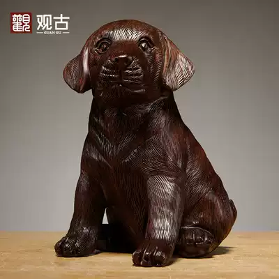 Ebony wood carved dog ornaments twelve Zodiac wooden dog mahogany home living room decoration craft gift decoration shop opening gift