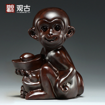 Black sandalwood monkey carving ornaments twelve zodiac monkey Wood Monkey Monkey home office decoration Crafts gift