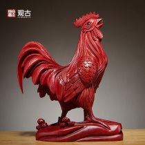 Safflower pear wood carving big Rooster ornaments wooden animals twelve Zodiac chicken home TV cabinet decoration crafts