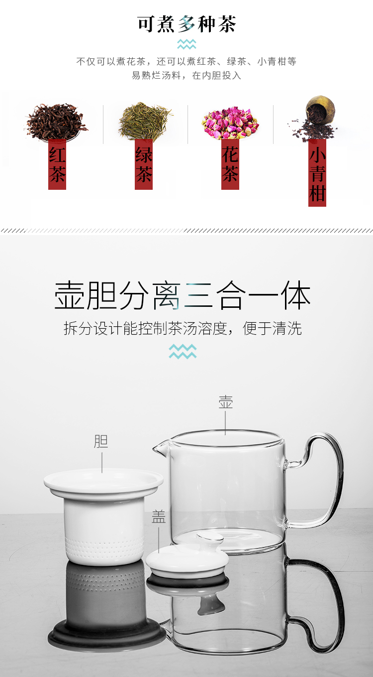 Electric TaoLu boiled tea cooked this glass teapot household heat pu 'er tea stove'm white tea pot steaming kettle suits for