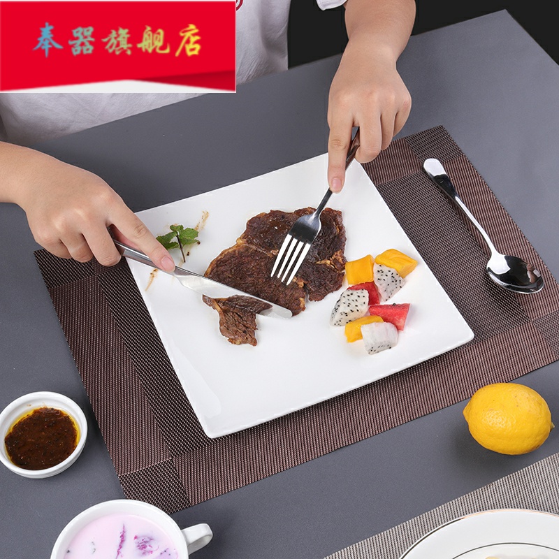 Creative steak white western - style food dish square plate of household ceramic flat plate dessert plate hotel western - style tableware set 1