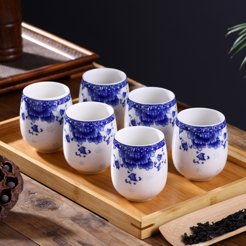 6-pack household ceramic teacup Jingdezhen tea set Single cup water cup tea bowl Modern simple Japanese tea cup