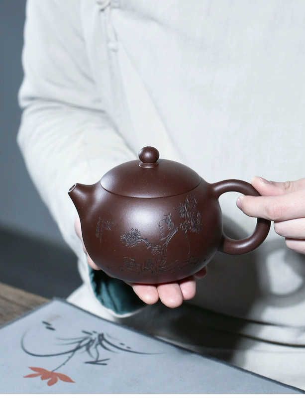 ấm sa tử Yixing tím nồi đất sét nguyên chất handmade hộ gia đình Kung Fu trà Bộ quà tặng bộ trà gốc khoáng đất sét tím công suất lớn nồi Xishi bán ấm tử sa ấm sa tử