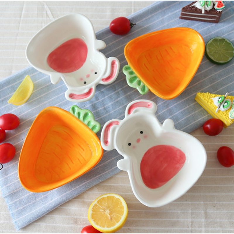 Jingdezhen express cartoon rabbit turnip ceramic bowl of snack fruit bowl dessert bowl bowl of the little white rabbit