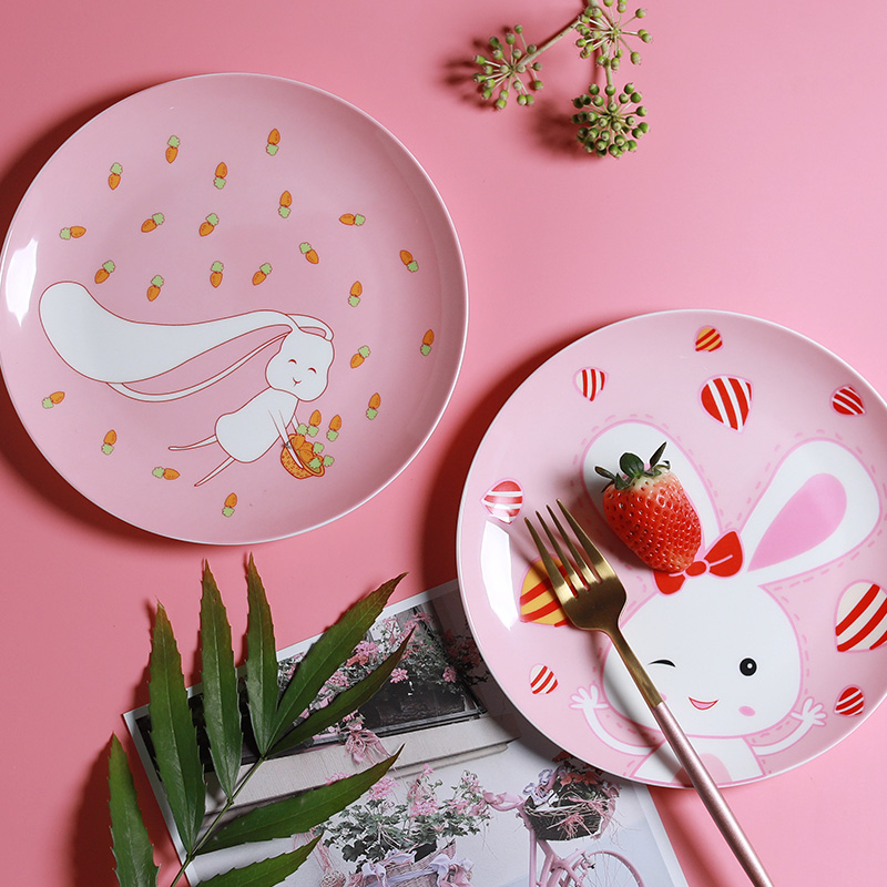Jingdezhen ceramic express cartoon creative animal rabbit fruit snacks snacks ipads porcelain plates steak plate