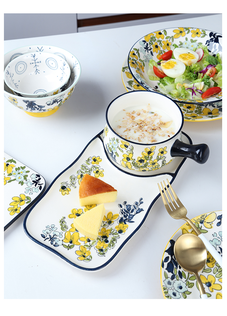 Japanese flower numerous series of baking hand - made ceramic tableware pull rainbow such as bowl bowl plates mugs ceramic bowls plates