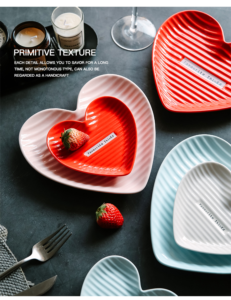 Ins web celebrity creative ceramic plate is irregular household dish vegetable salad breakfast tray was love cake pan