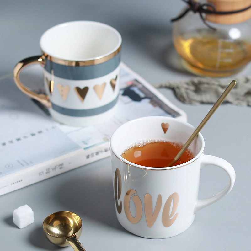 Jingdezhen Nordic gold paint ceramic keller of coffee cup cup milk for breakfast cup to send a cups