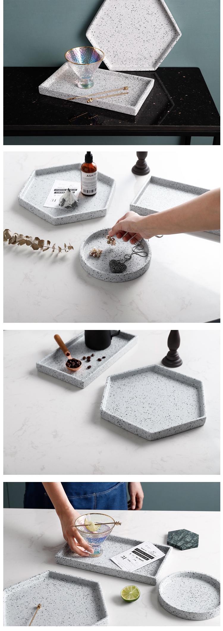 Western food steak terrazzo ceramic plate plate photo tray was first adorn article posed the Nordic household hexagonal plate plate