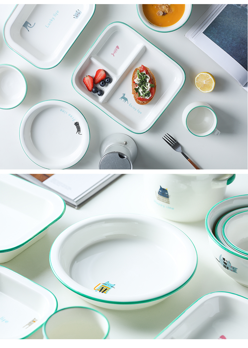 Japanese style restoring ancient ways of imitation enamel to use glass ceramic plate with rainbow such as bowl soup bowl plate