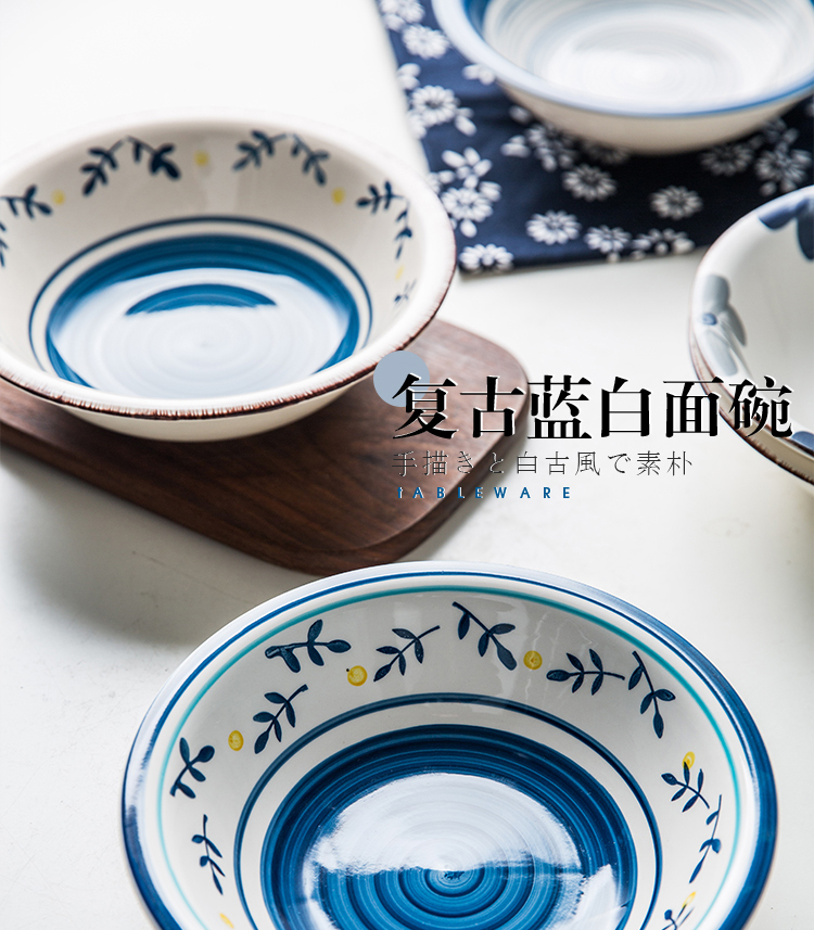 Japanese deep bowl rainbow such as use of household food plate under the glaze color hand - made ceramic tableware suit rural wind western dishes