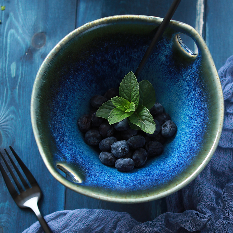 Japanese variable glaze ceramic tableware sky household fruit salad bowl of soup bowl creative rainbow such as bowl bowl of a single of my ears