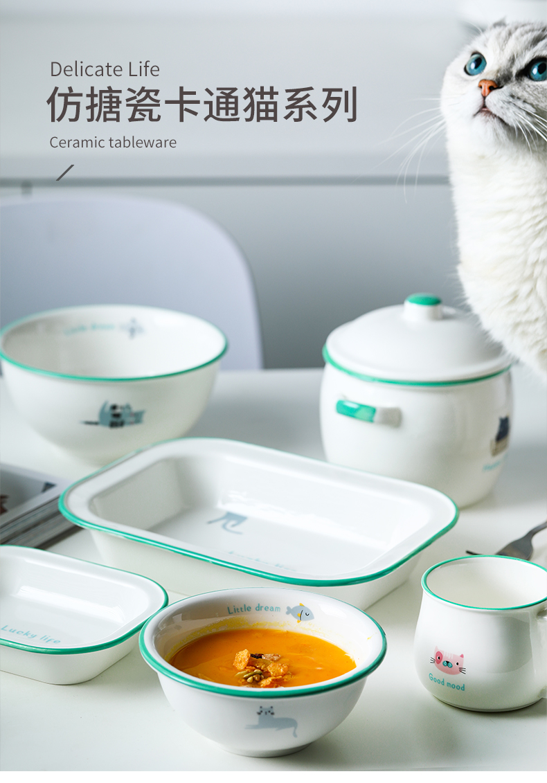 Japanese style restoring ancient ways of imitation enamel to use glass ceramic plate with rainbow such as bowl soup bowl plate