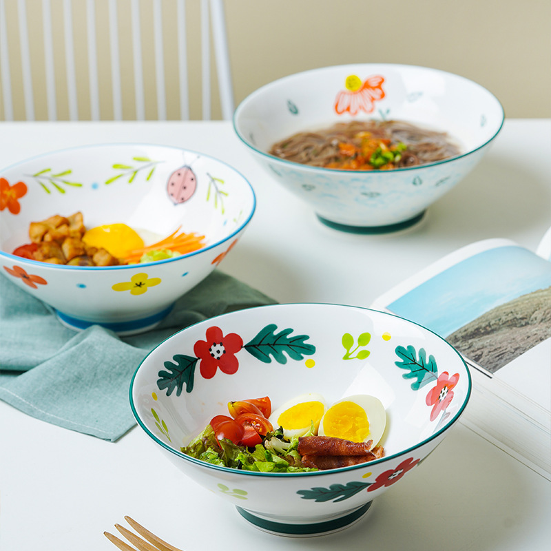 Hand - made ceramic rainbow such as bowl bowl of soup bowl of soup basin of individual household mercifully rainbow such use salad bowl ins wind Japanese ramen rainbow such use