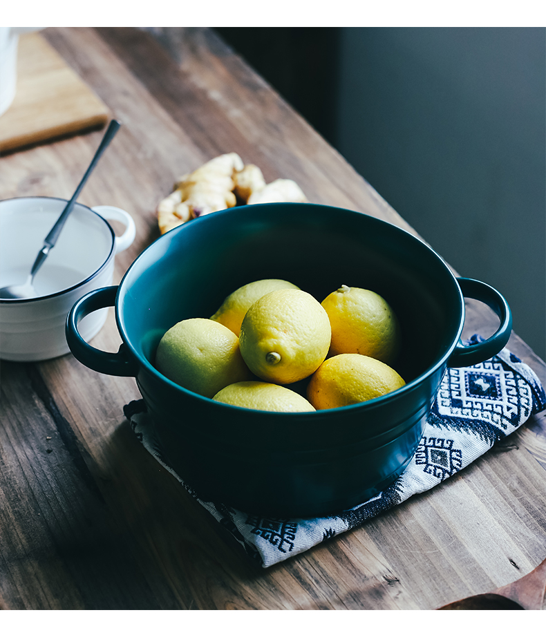 Northern wind under glaze color porcelain ear soup bowl salad bowl creative rainbow such use thick soup bowl Nordic breakfast bowl large soup bowl