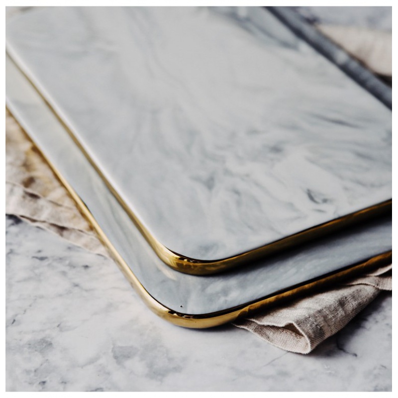 Northern wind ins marble plates Jin Bianpan ceramic bread board rectangular tray pallet pastry for western food