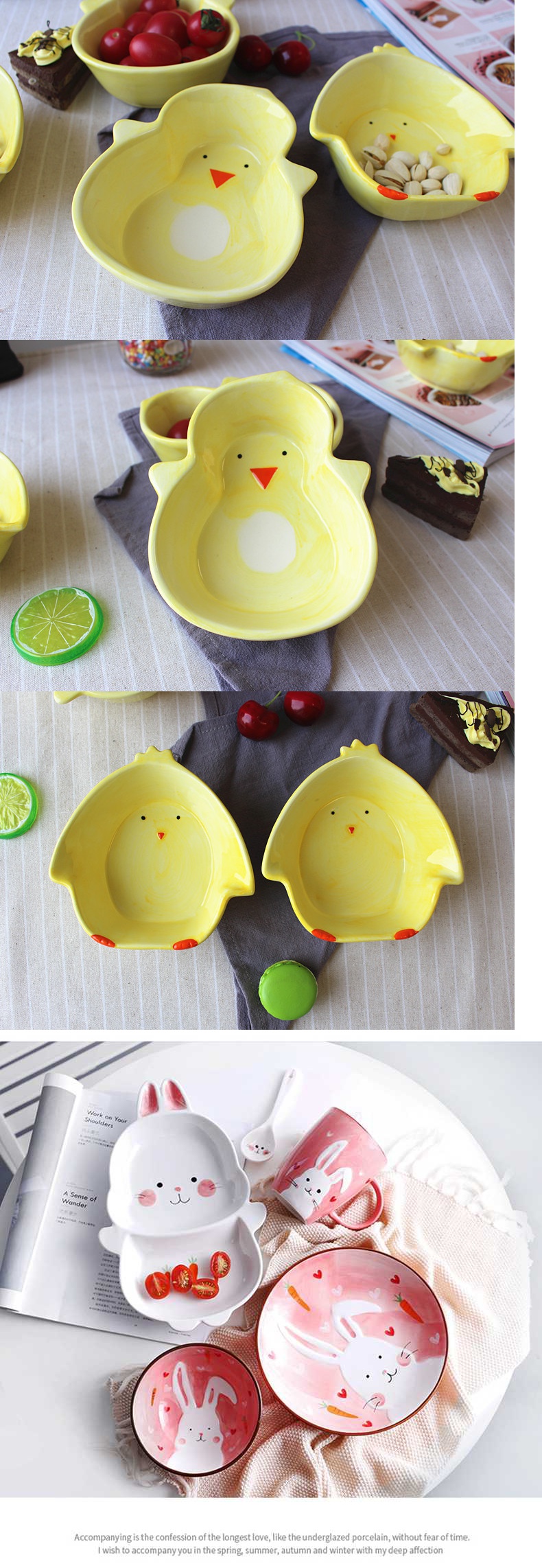 Jingdezhen express cartoon rabbit turnip ceramic bowl of snack fruit bowl dessert bowl bowl of the little white rabbit