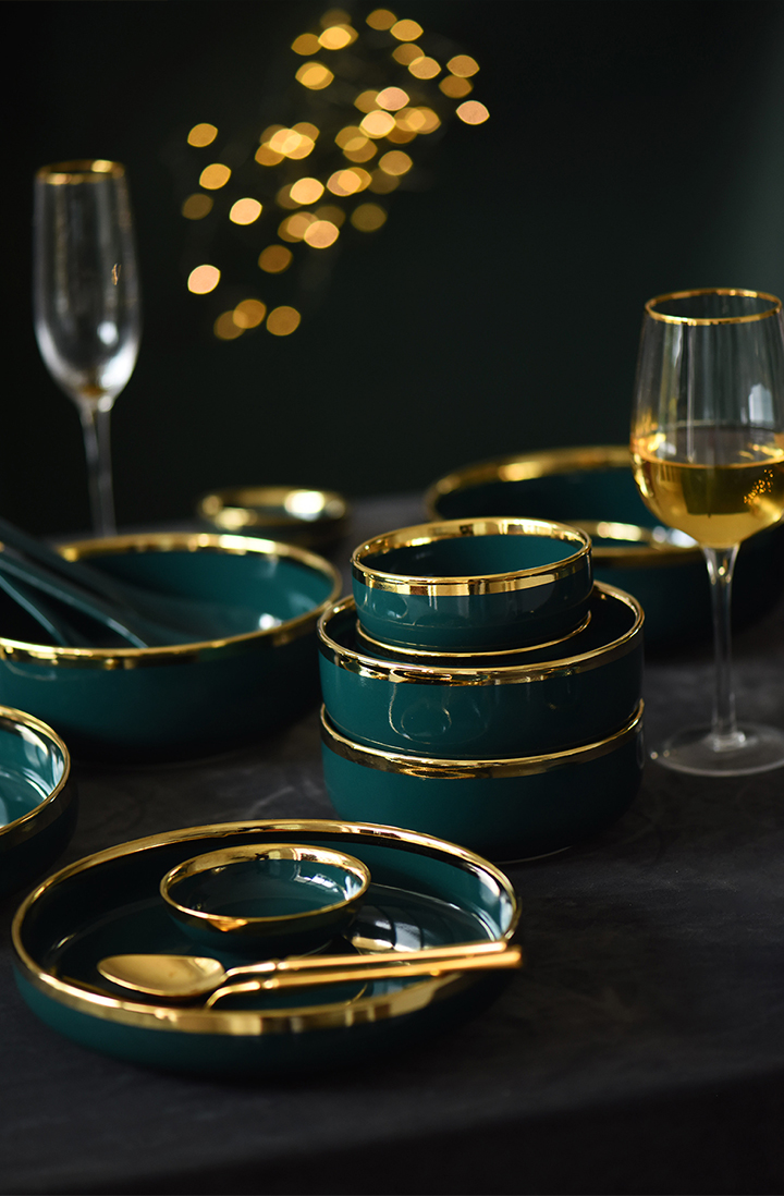 Developing wind web celebrity dinner plate light key-2 luxury home emerald plate sets up phnom penh tableware ceramic bowl dish dish bowl
